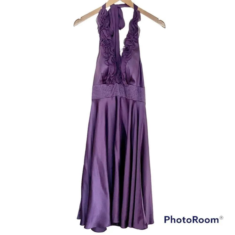 BNWT Adrianna Papell Ruffle Neckline Halter Dress size 4